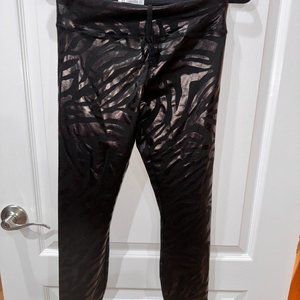 Forever 21 Shiny Zebra Print/Designed Black Leggings